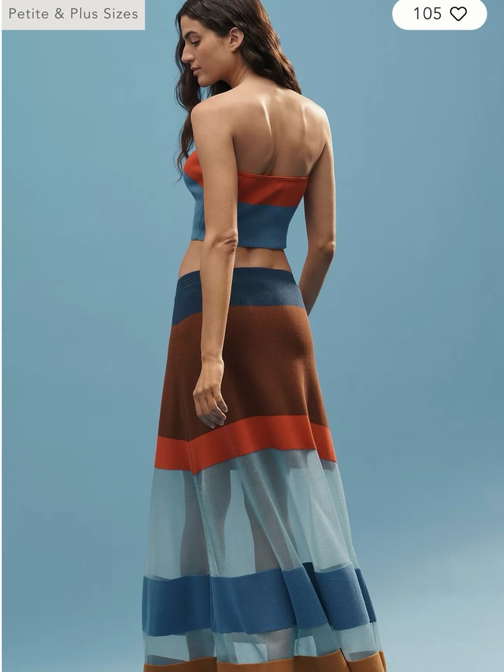 Maeve Colorblock Maxi Skirt in Blue, Rust & Brown - Picture 6 of 9